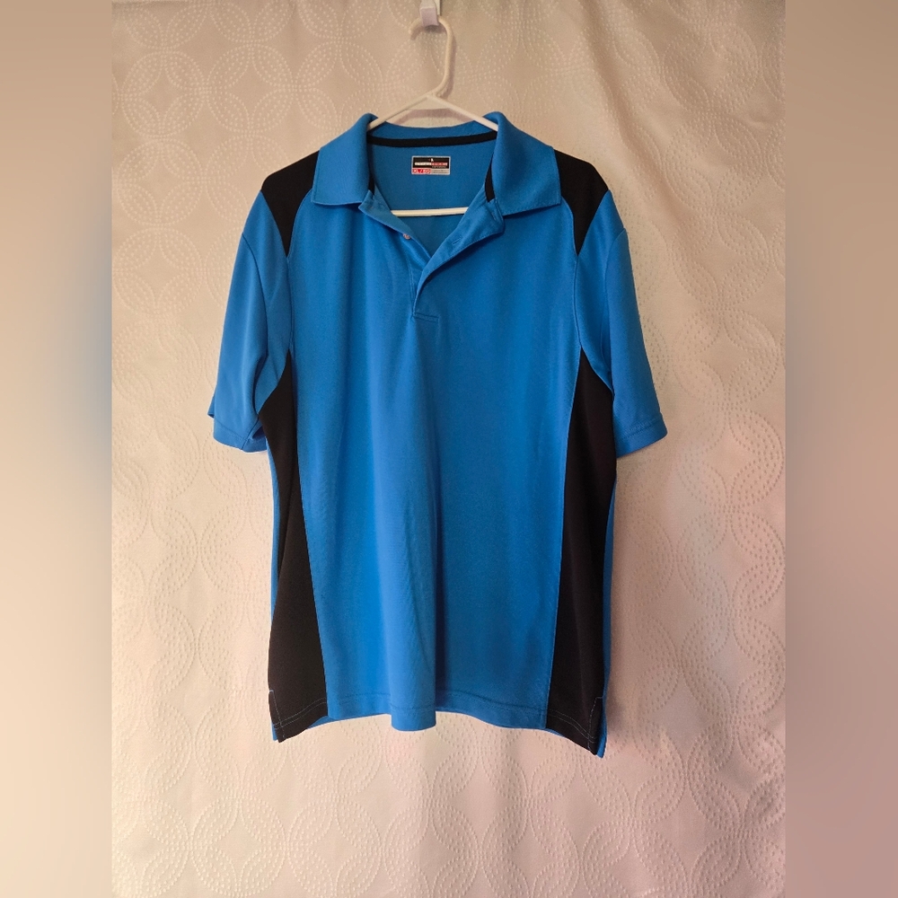 Blue and Black Men's Polo Shirt Fun Detailed Buttons